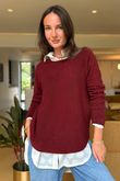Made in Italy Conrad Body Skim Knit Jumper Burgundy